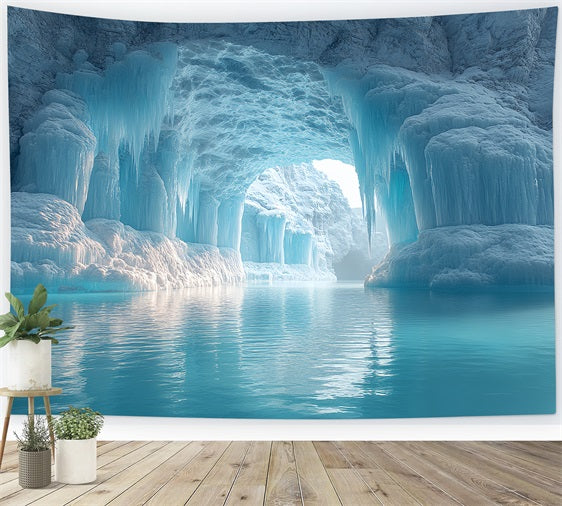 Winter Chilling Ice Cave Crystal Clear Icicles Backdrop UK BRP10-50