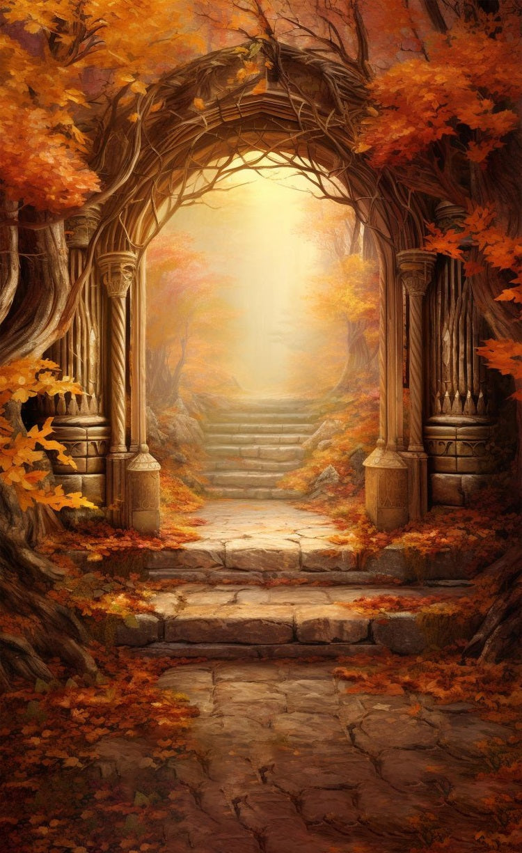 Autumn Archway Sweep Stone Path Scene Backdrop UK BRP10-505