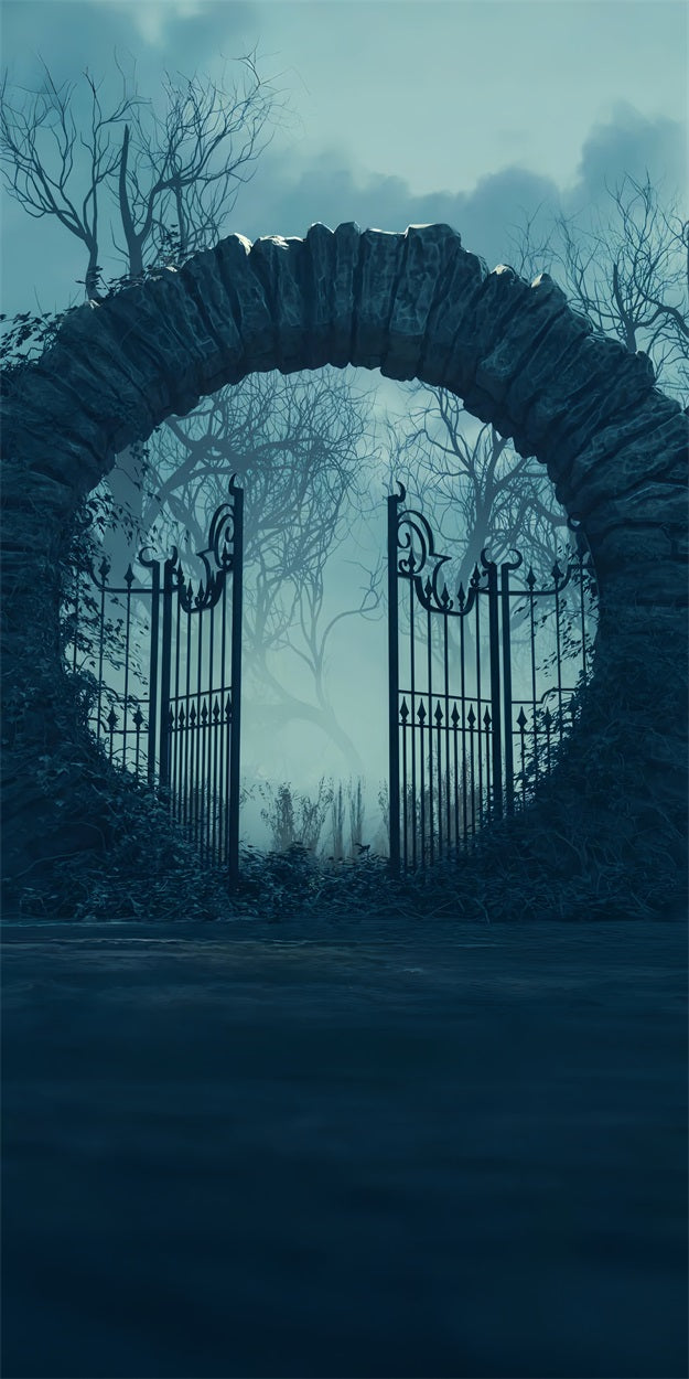 Halloween Night Sweep Creepy Forest Iron Gate Backdrop UK BRP10-508