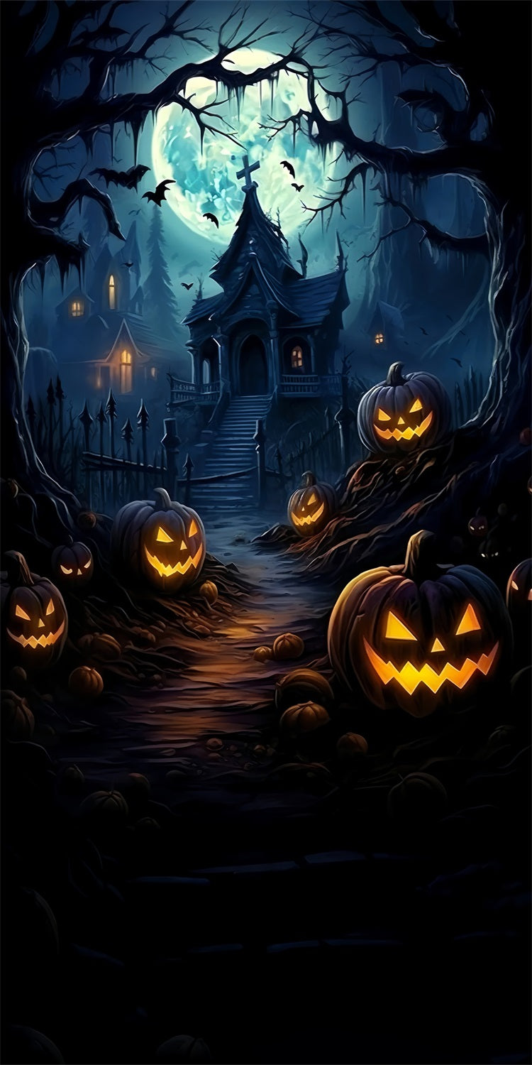 Halloween Sweep Pumpkin Path Haunted House Backdrop UK BRP10-512