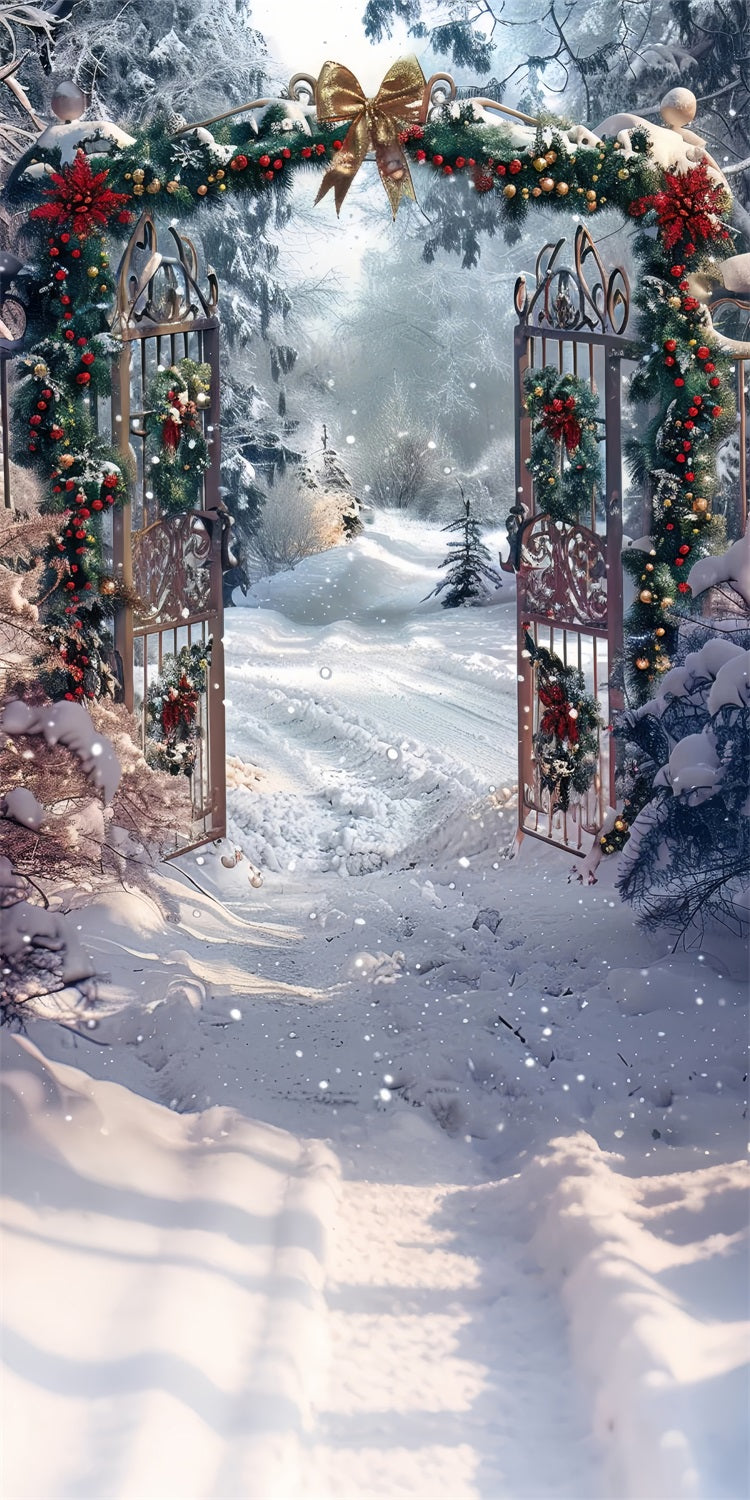 Christmas Gate Arch Sweep Snowy Holiday Backdrop UK BRP10-514