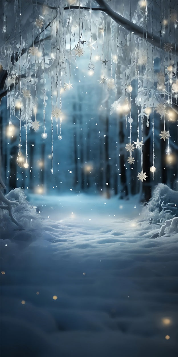 Winter Icy Forest Sweep Frozen Snowflake Backdrop UK BRP10-515