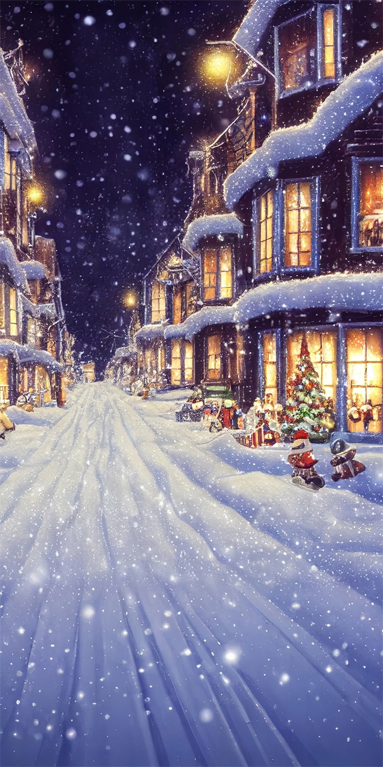 Christmas Eve Snowy Street Sweep Holiday Backdrop UK BRP10-532