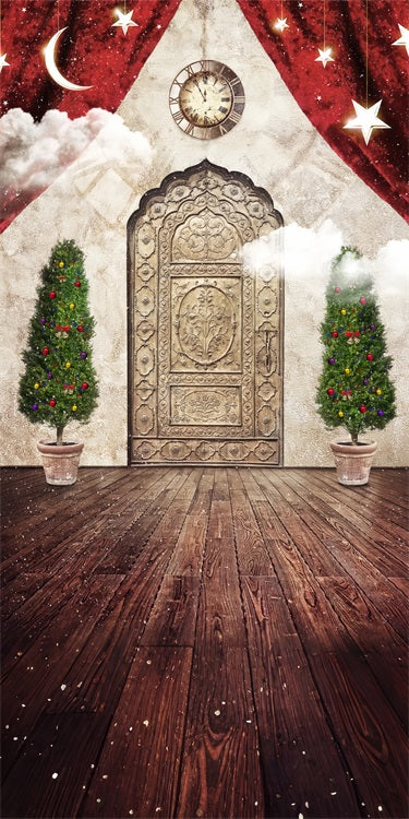 Christmas Eve Nighttime Door Sweep Photography Backdrop UK BRP10-533