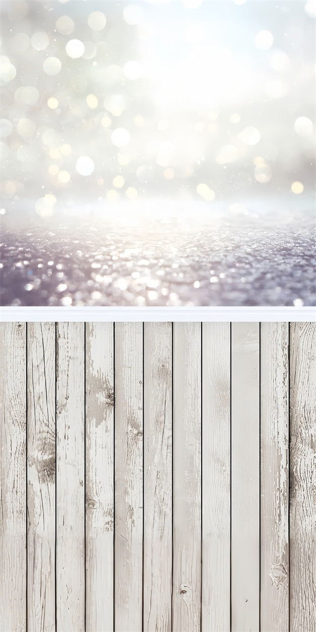 Bokeh Sparkle White Wood Sweep Floor Backdrop UK BRP10-534