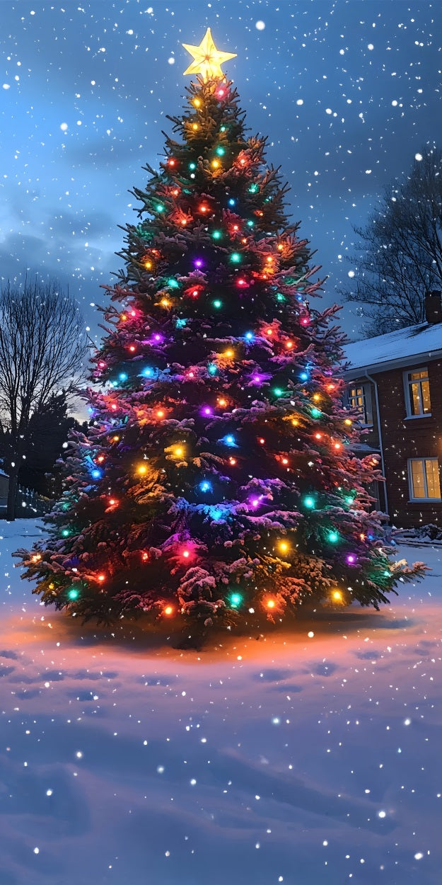 Christmas Tree Sweep Sparkling Lights Backdrop UK BRP10-559