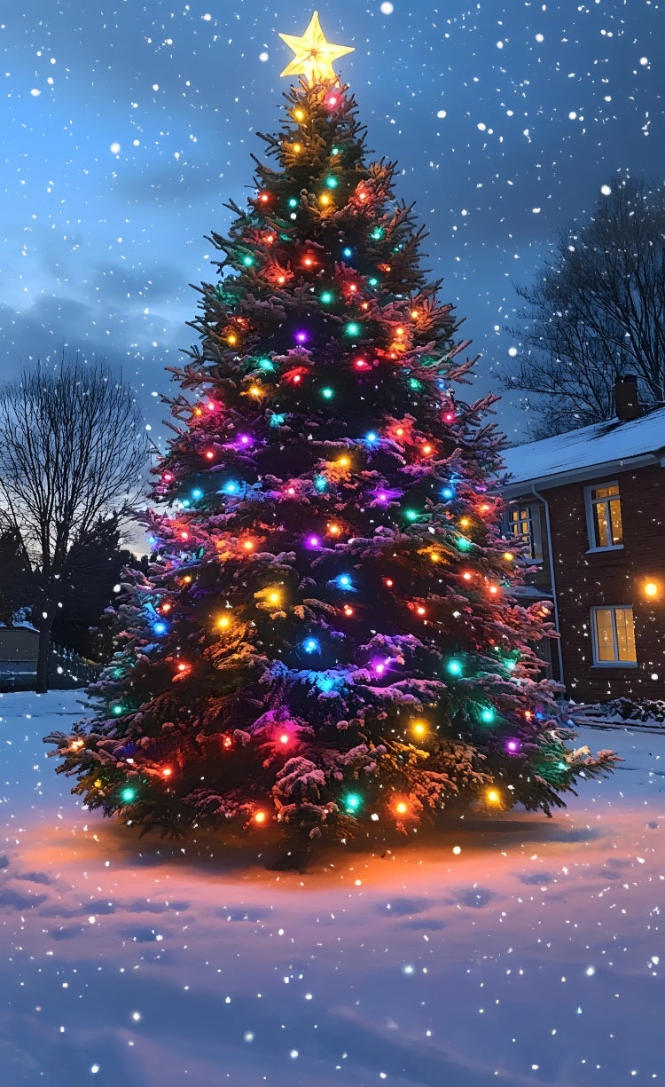 Christmas Tree Sweep Sparkling Lights Backdrop UK BRP10-559