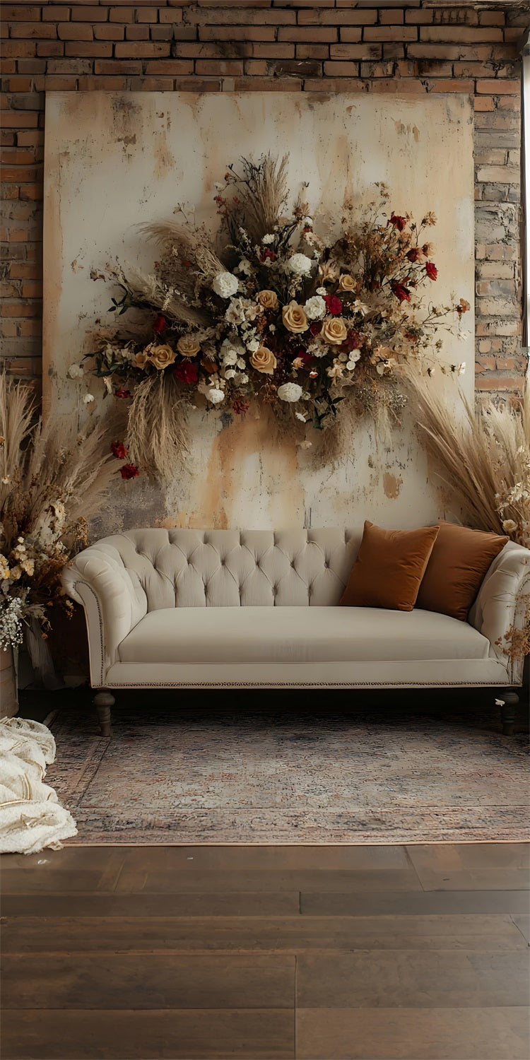 Boho Vintage Wall Sweep Floral Sofa Backdrop UK BRP10-565