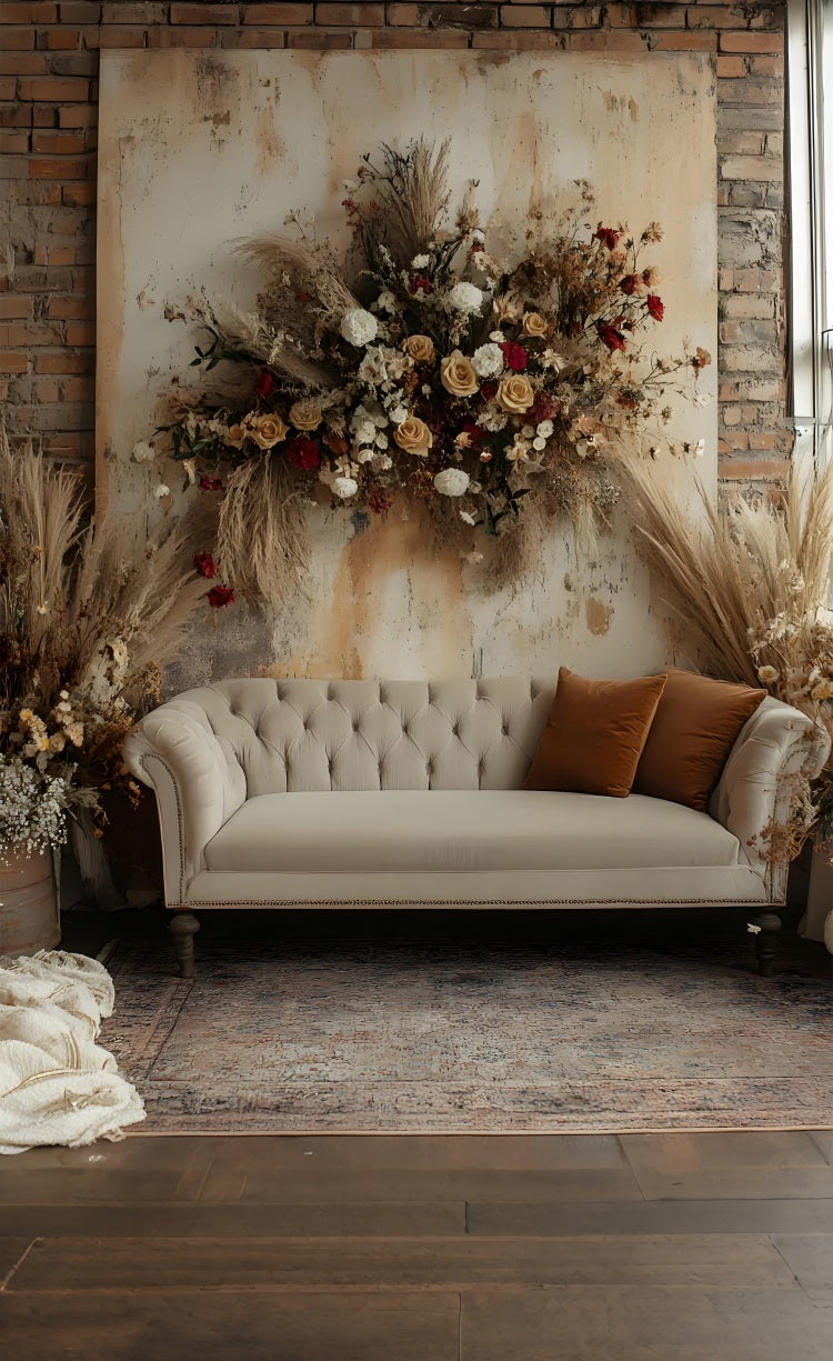 Boho Vintage Wall Sweep Floral Sofa Backdrop UK BRP10-565