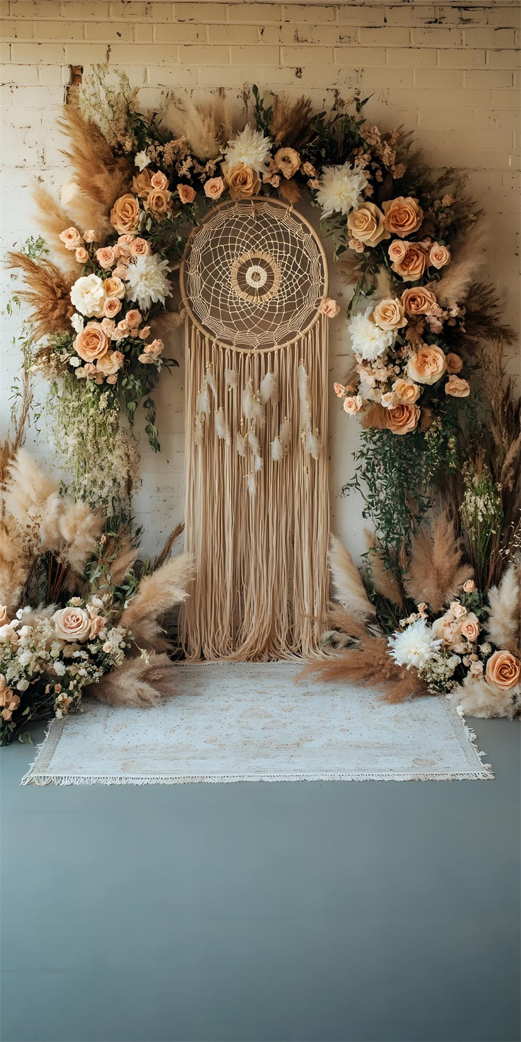 Boho Pampas Sweep Dreamcatcher Floral Decor Backdrop UK BRP10-569