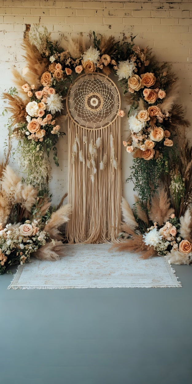 Boho Pampas Sweep Dreamcatcher Floral Decor Backdrop UK BRP10-569