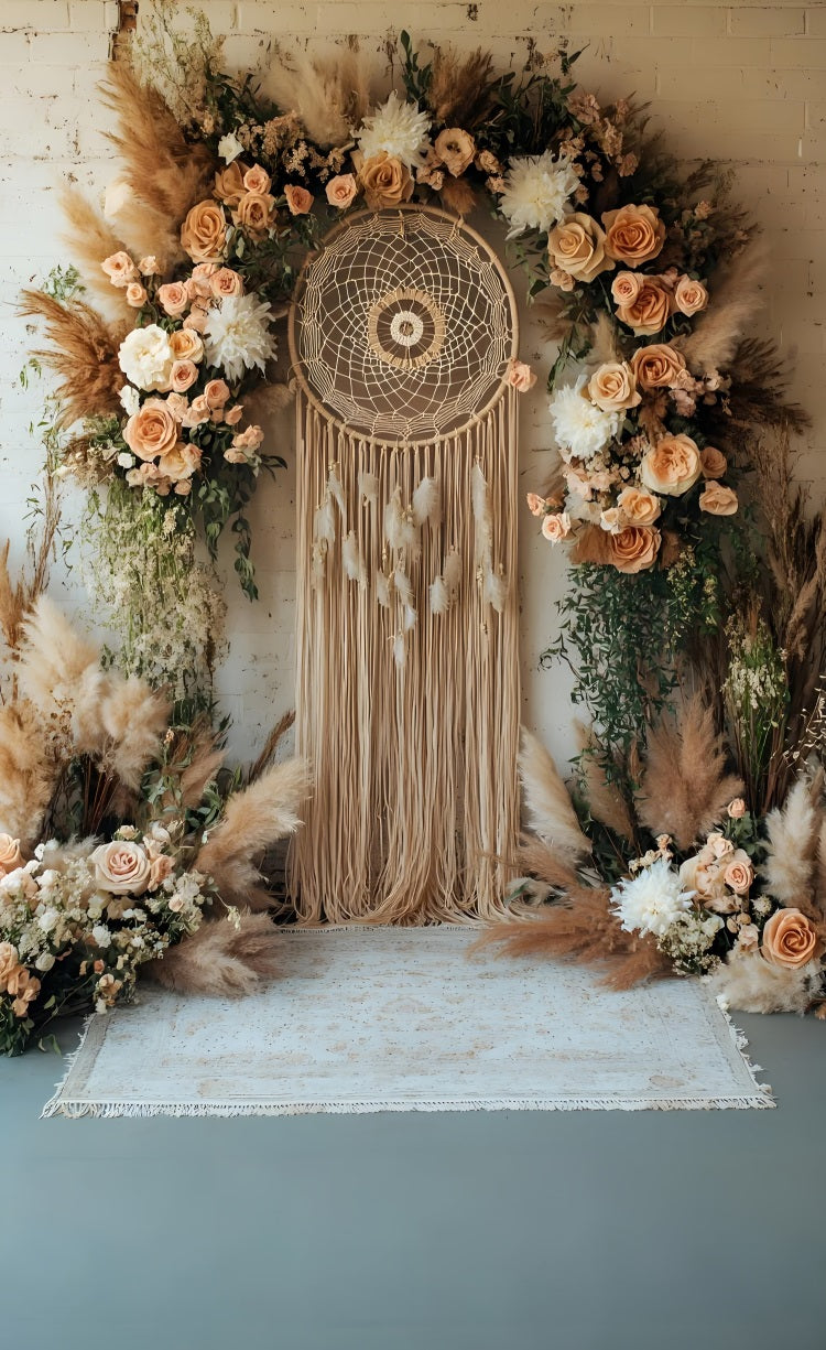 Boho Pampas Sweep Dreamcatcher Floral Decor Backdrop UK BRP10-569