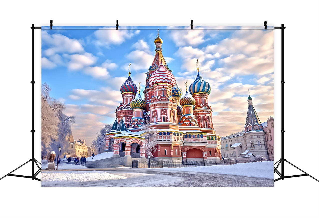 Winter Colorful Domes Saint Basil Cathedral Backdrop UK BRP10-57