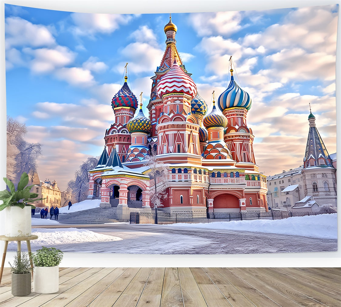 Winter Colorful Domes Saint Basil Cathedral Backdrop UK BRP10-57