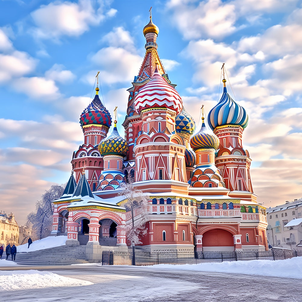 Winter Colorful Domes Saint Basil Cathedral Backdrop UK BRP10-57