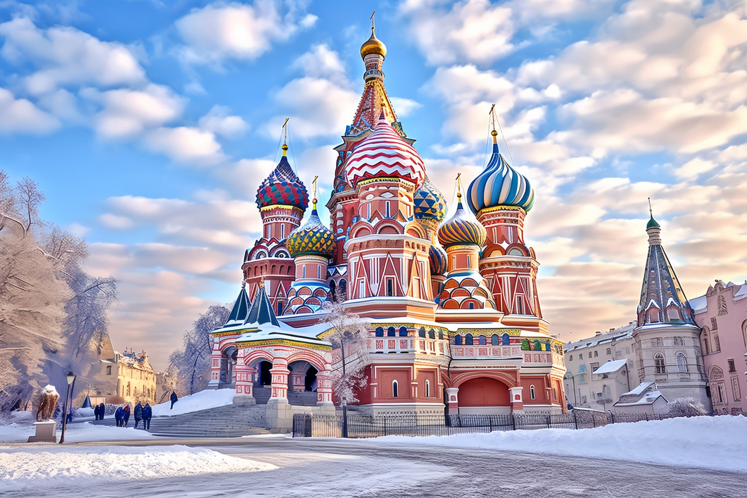 Winter Colorful Domes Saint Basil Cathedral Backdrop UK BRP10-57