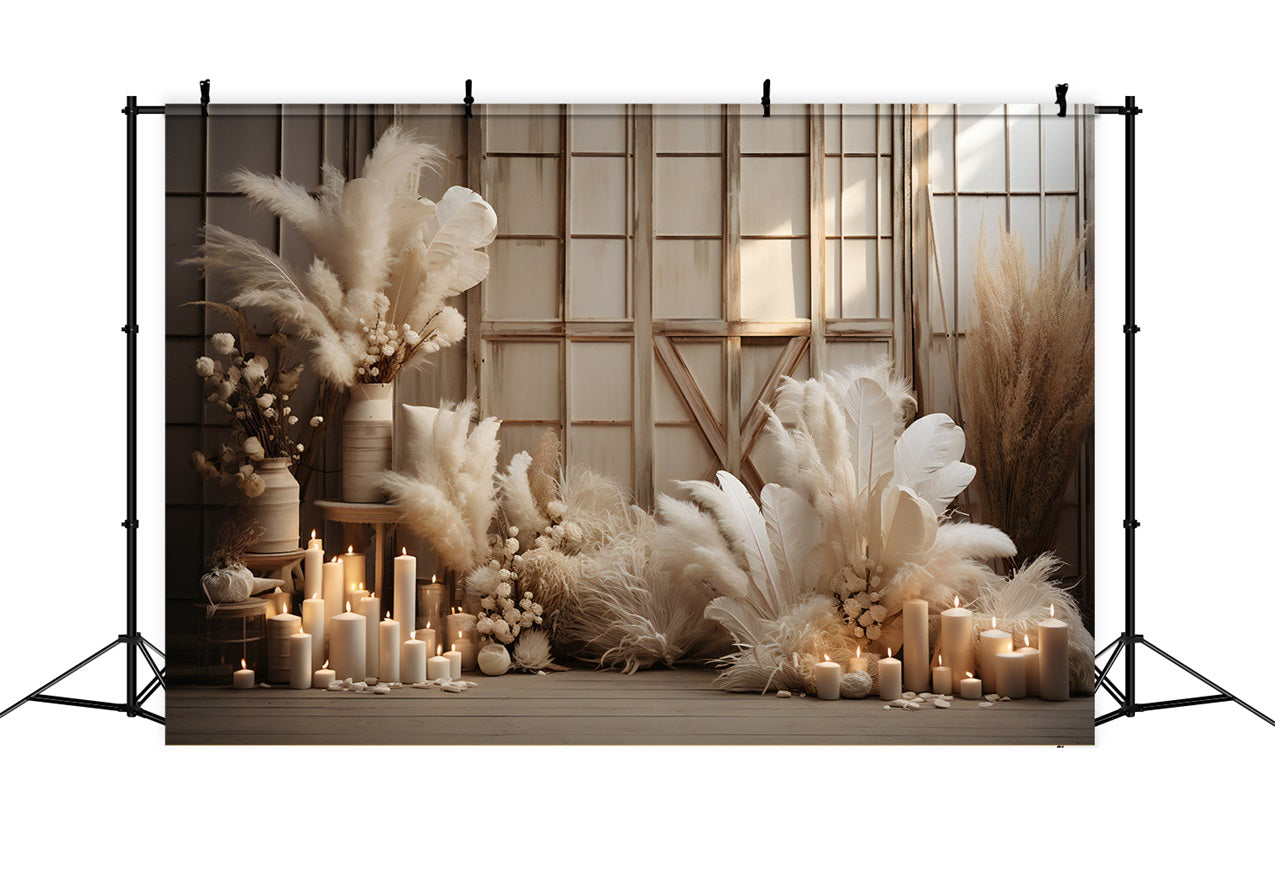 Boho Backdrop Pampas Feather Decor Backdrop UK BRP10-575