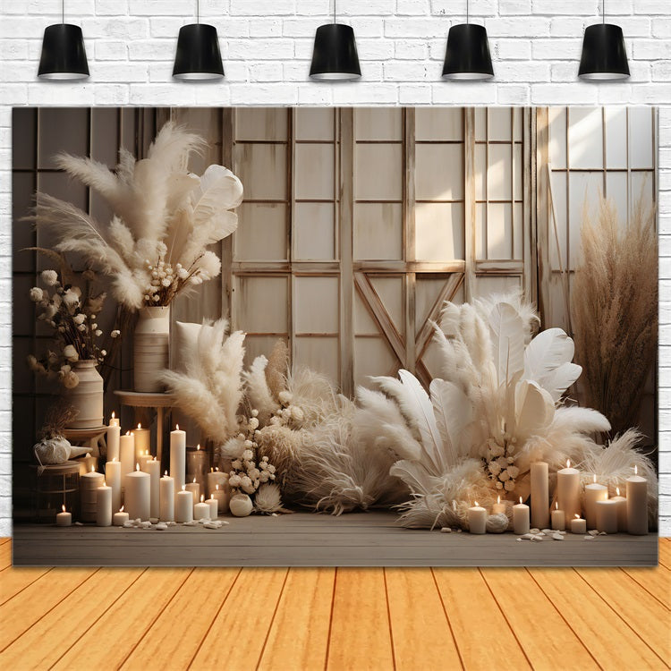 Boho Backdrop Pampas Feather Decor Backdrop UK BRP10-575