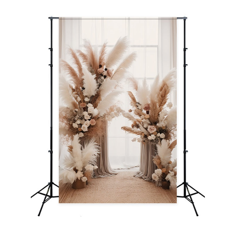 Boho Backdrop Ideas Pampas Roses Drapes Backdrop UK BRP10-576