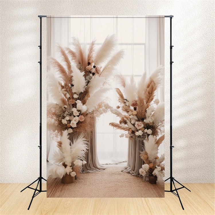 Boho Backdrop Ideas Pampas Roses Drapes Backdrop UK BRP10-576