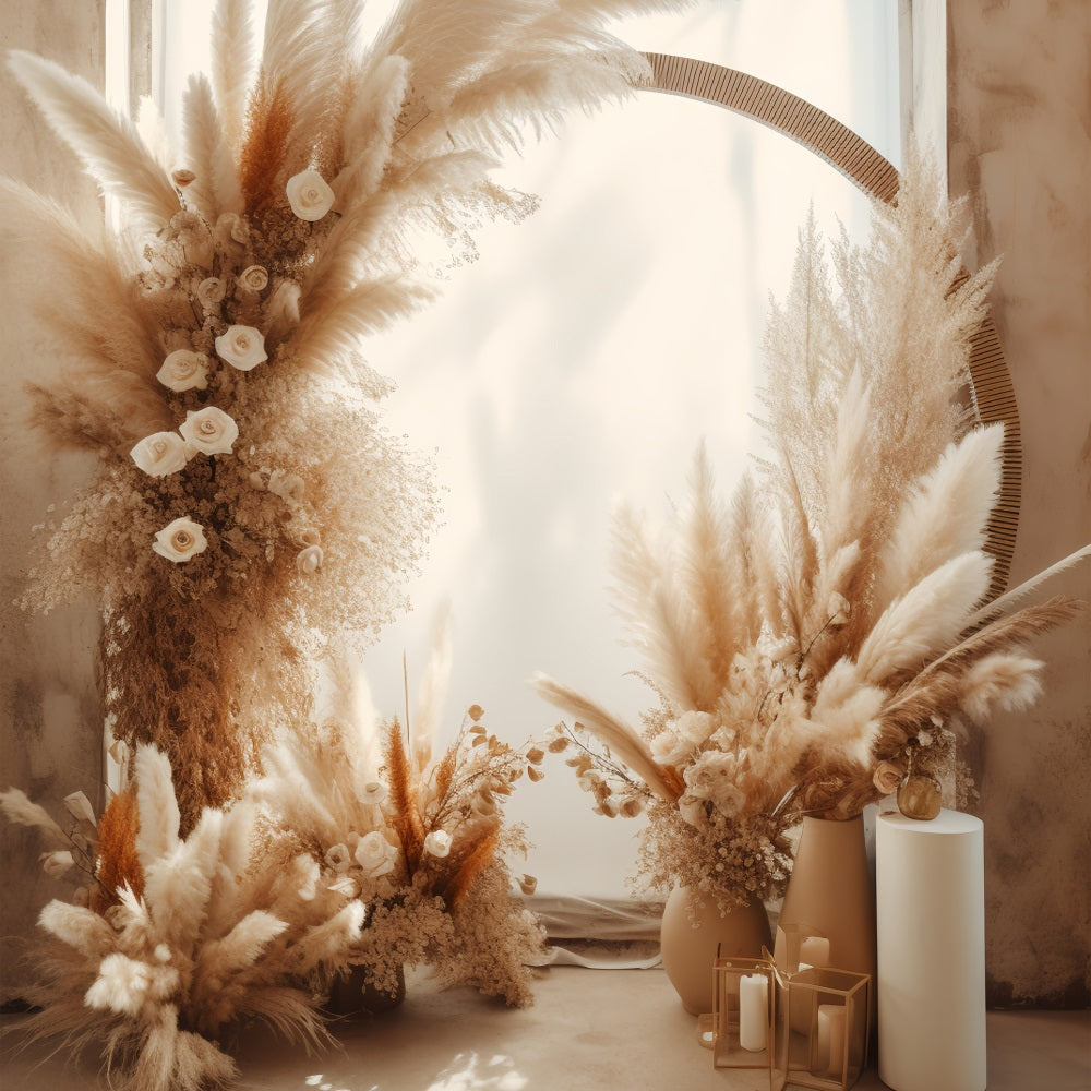 Boho Backdrops Pampas Floral Arrangement Backdrop UK BRP10-577