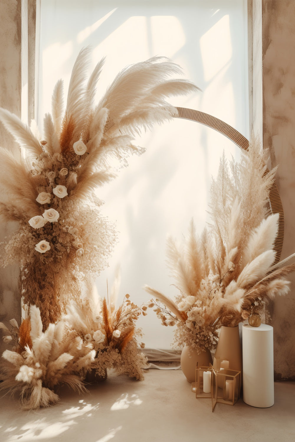 Boho Backdrops Pampas Floral Arrangement Backdrop UK BRP10-577