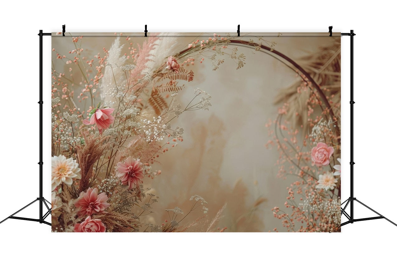 Boho Floral Backdrop Pink Pampas Display Backdrop UK BRP10-579