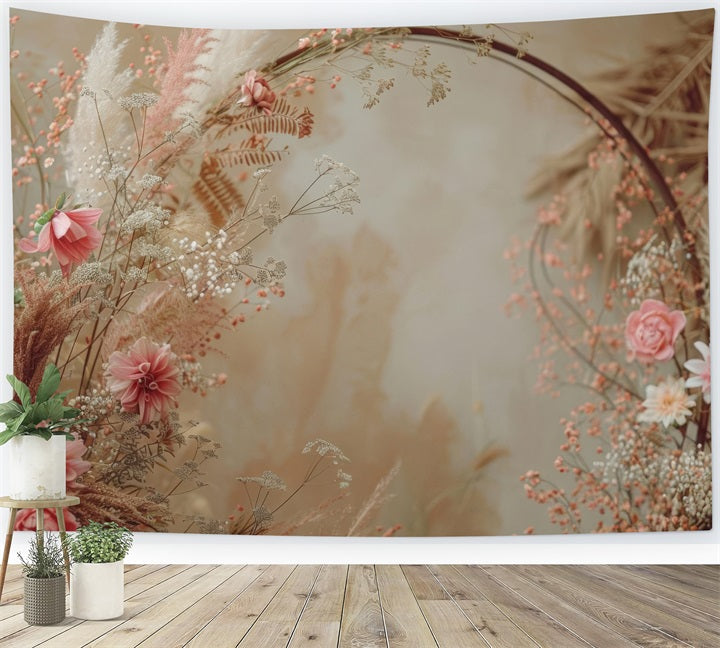 Boho Floral Backdrop Pink Pampas Display Backdrop UK BRP10-579