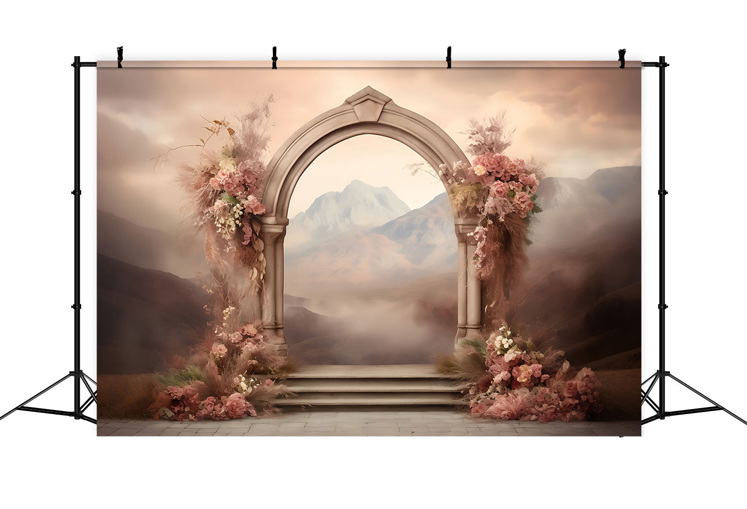 Boho Photography Backdrops Mountain Floral Archway Backdrop UK BRP10-585