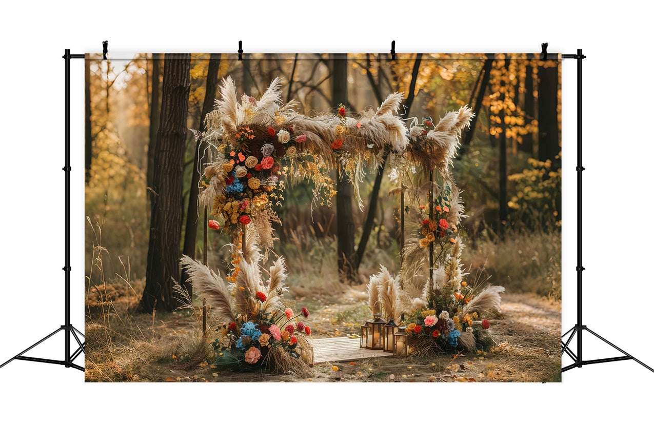 Boho Backdrop Design Autumn Flower Arch Backdrop UK BRP10-589