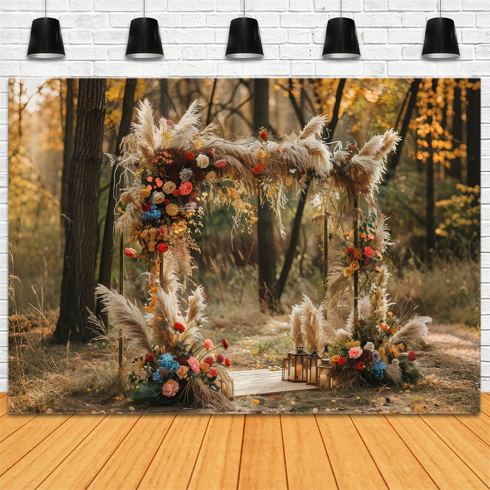 Boho Backdrop Design Autumn Flower Arch Backdrop UK BRP10-589