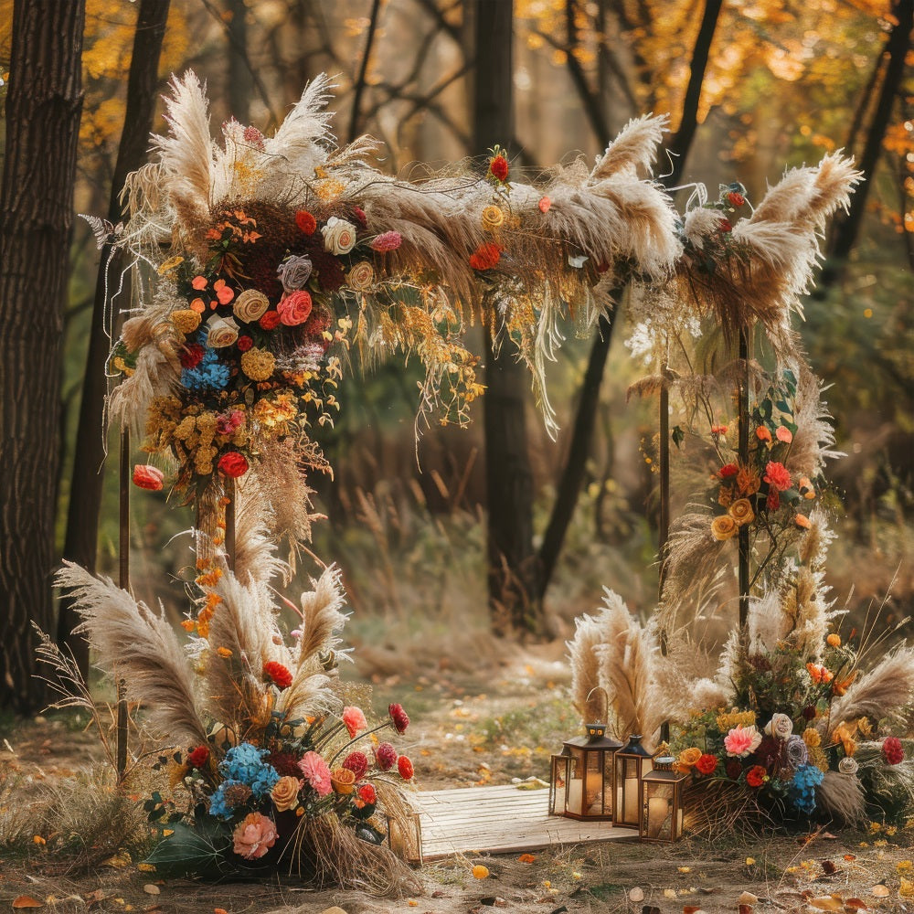 Boho Backdrop Design Autumn Flower Arch Backdrop UK BRP10-589