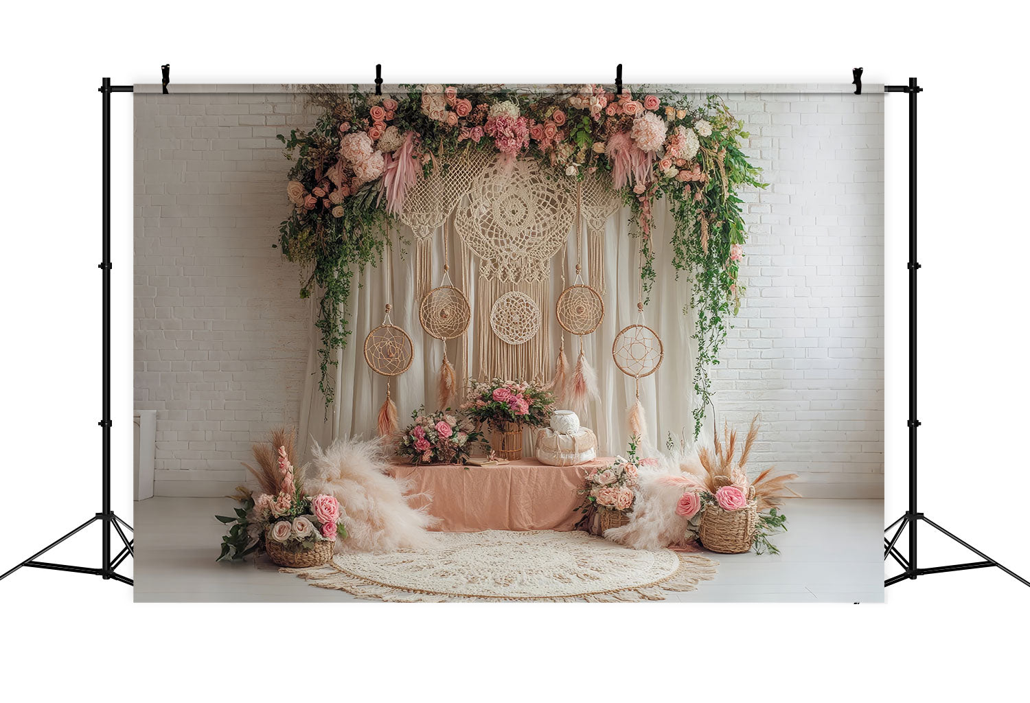 Boho Wall Art Backdrop Dreamcatcher Floral Backdrop UK BRP10-591