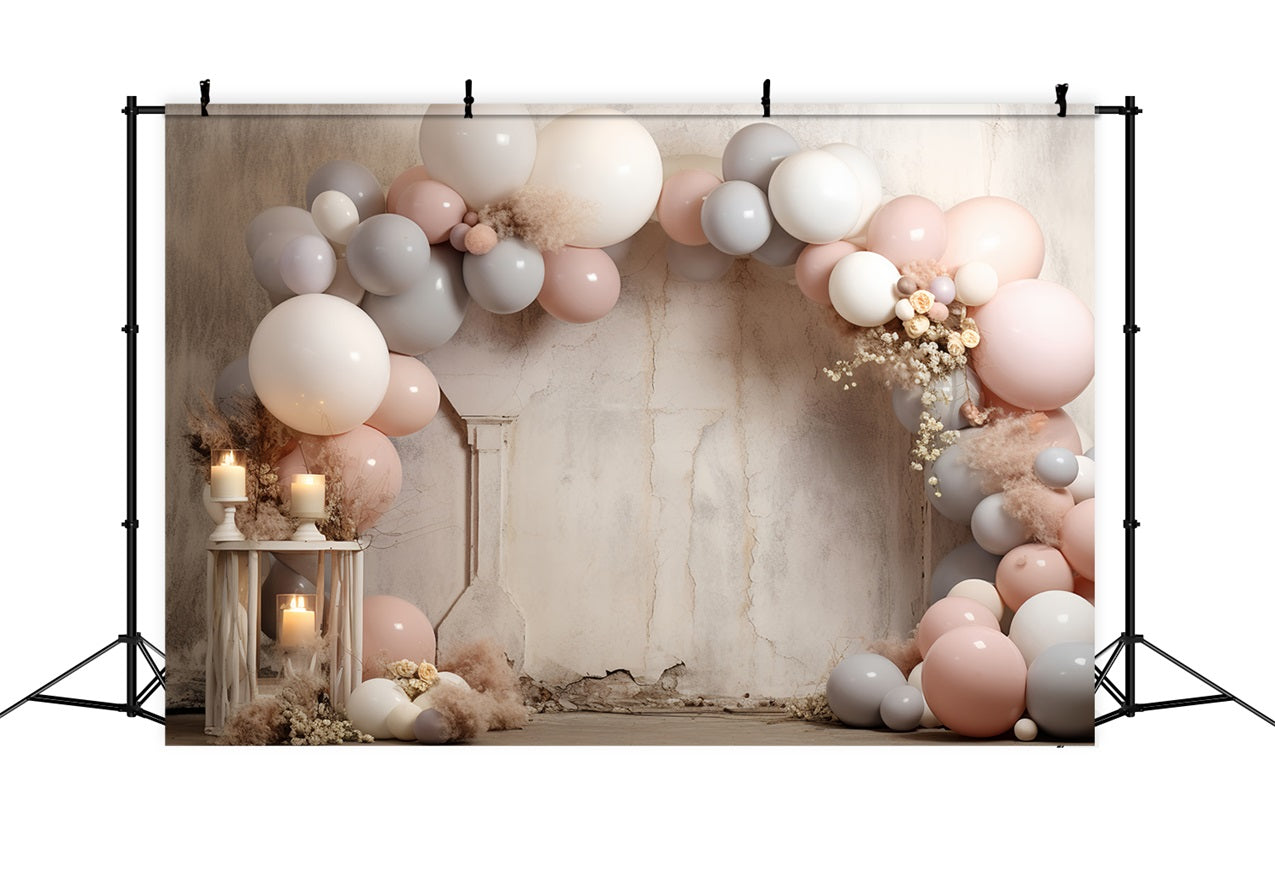 Boho Balloon Backdrops Vintage Wall Candles Backdrop UK BRP10-592