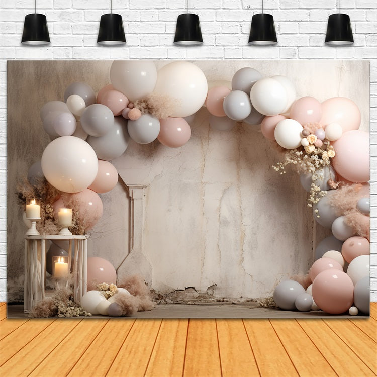 Boho Balloon Backdrops Vintage Wall Candles Backdrop UK BRP10-592