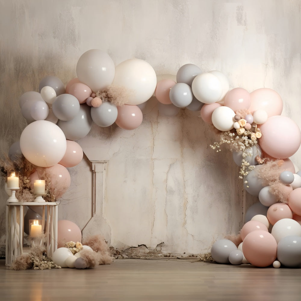 Boho Balloon Backdrops Vintage Wall Candles Backdrop UK BRP10-592