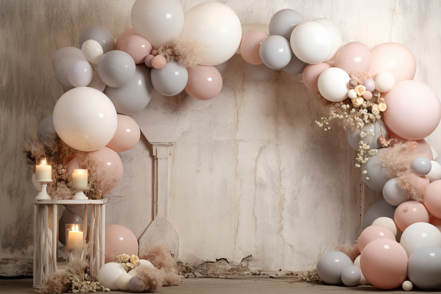 Boho Balloon Backdrops Vintage Wall Candles Backdrop UK BRP10-592