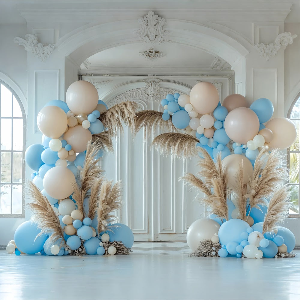 Bohemian Theme Backdrop Tropical Balloon Palm Backdrop UK BRP10-593