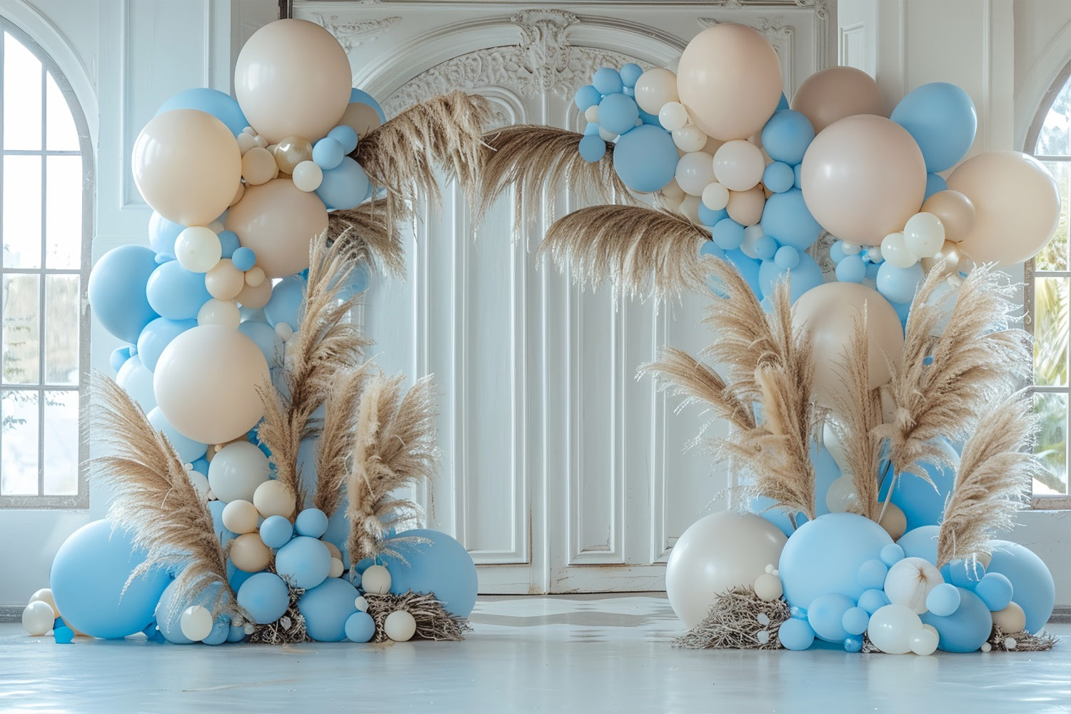 Bohemian Theme Backdrop Tropical Balloon Palm Backdrop UK BRP10-593