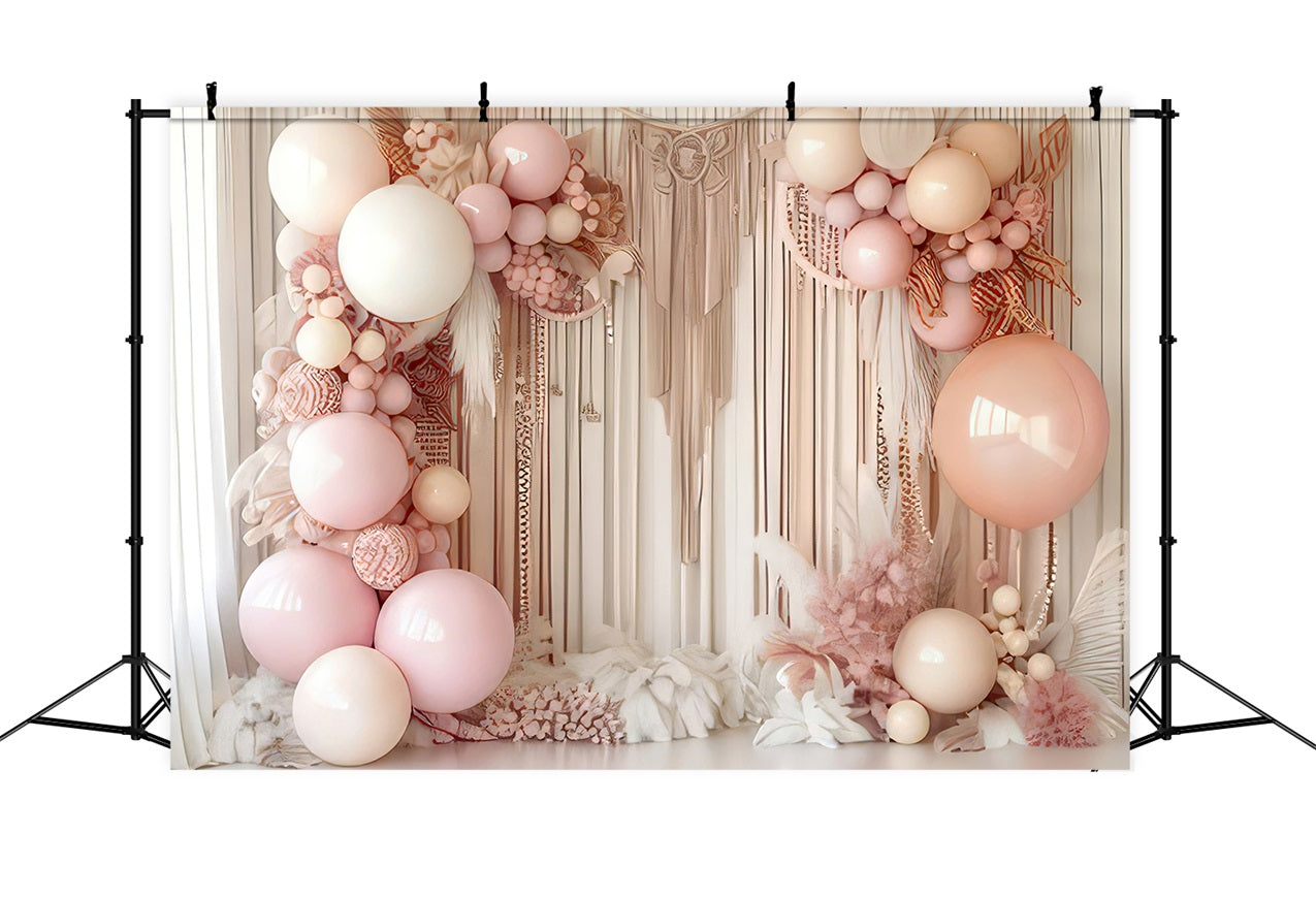 Backdrop Design Boho Macrame Balloons Floral Backdrop UK BRP10-595