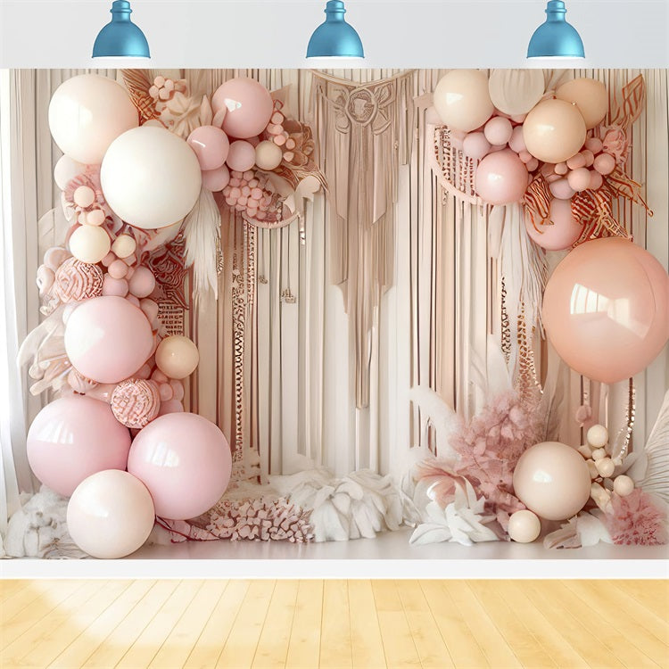 Backdrop Design Boho Macrame Balloons Floral Backdrop UK BRP10-595