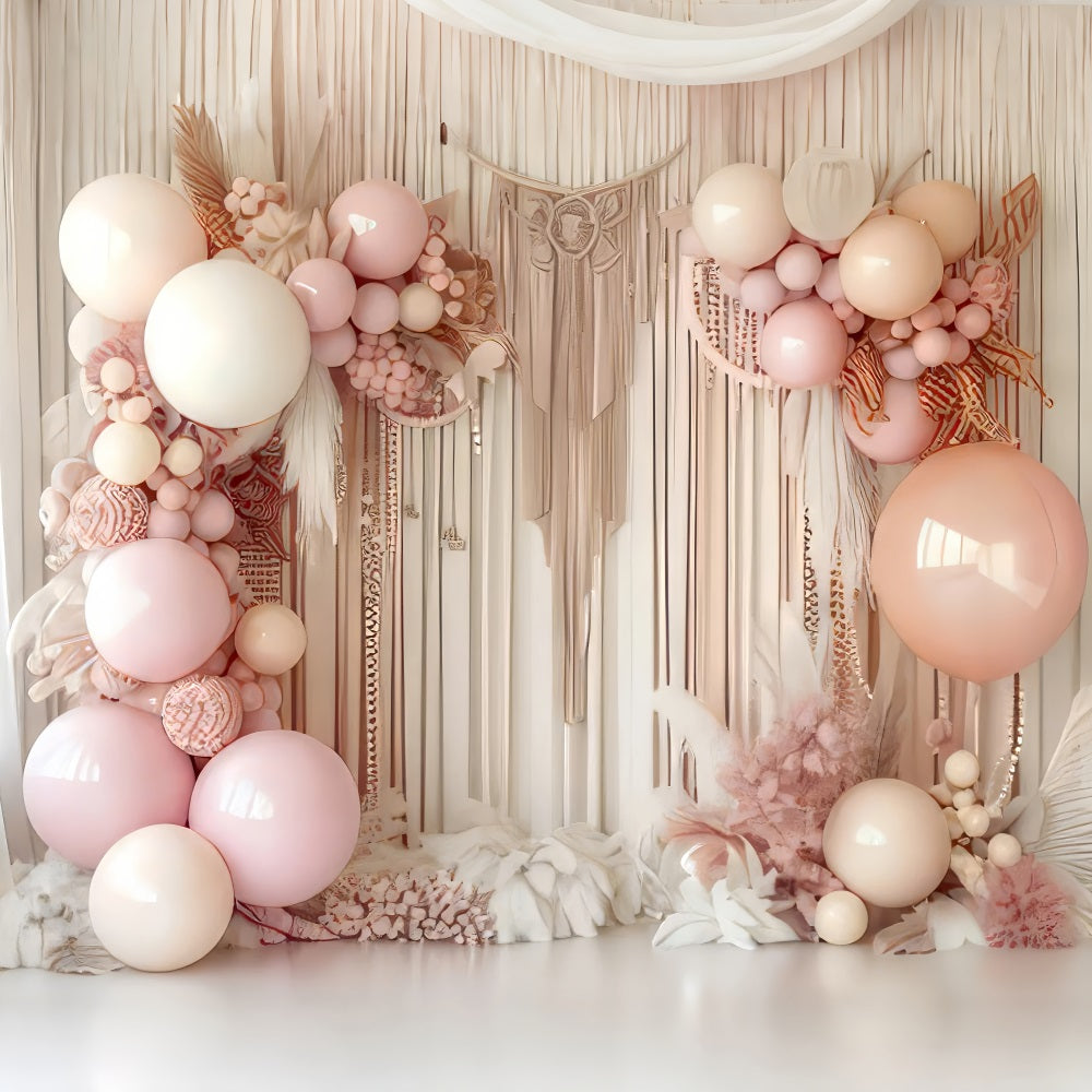 Backdrop Design Boho Macrame Balloons Floral Backdrop UK BRP10-595