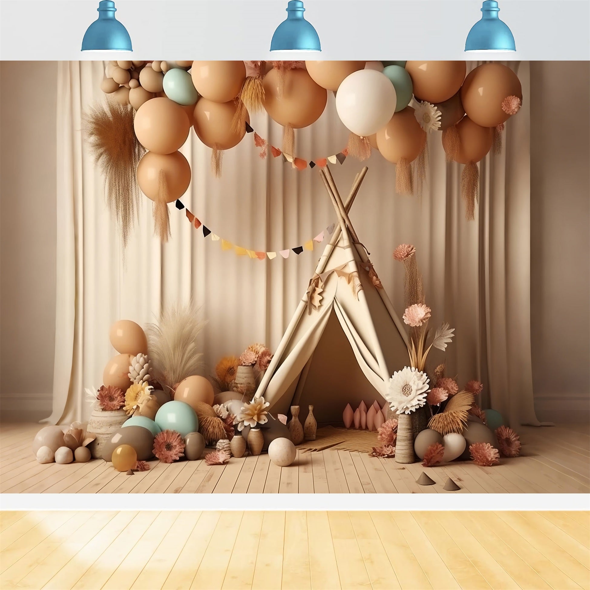 Boho Backdrops Diy Teepee Balloon Party Backdrop UK BRP10-597