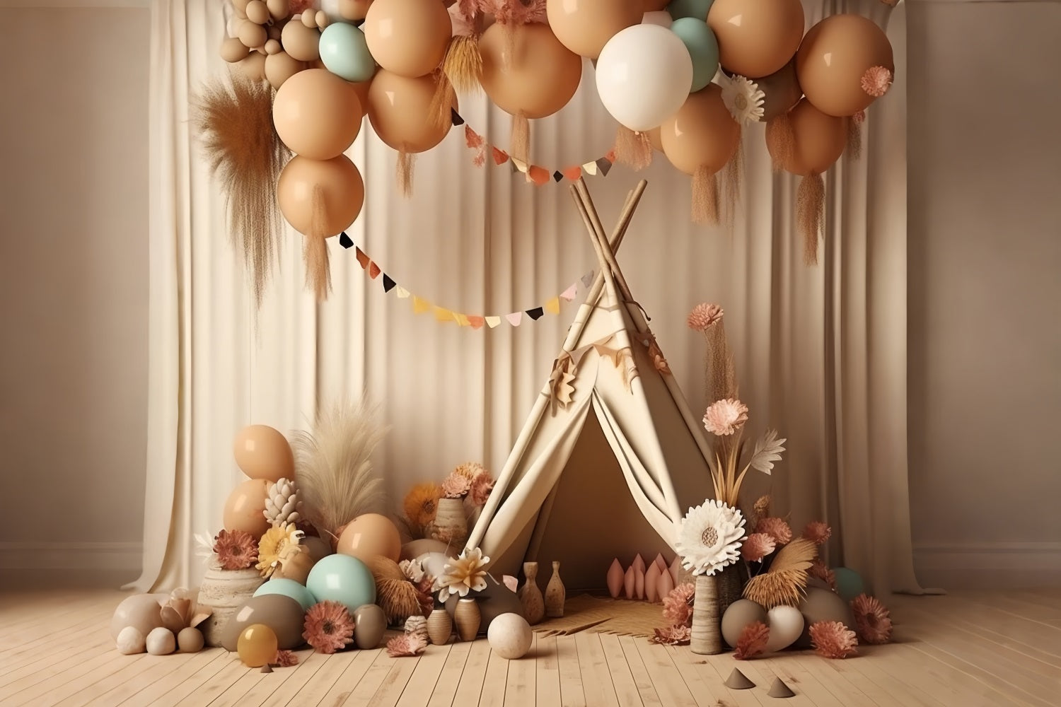 Boho Backdrops Diy Teepee Balloon Party Backdrop UK BRP10-597