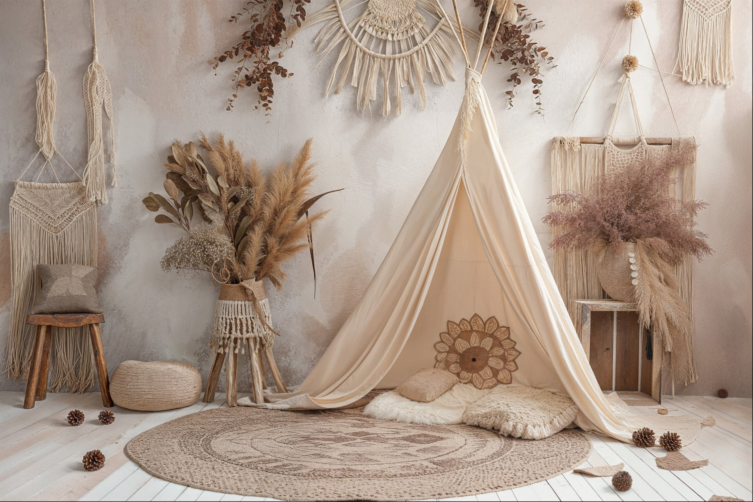 Bohemian Backdrops Teepee Macrame Details Backdrop UK BRP10-598