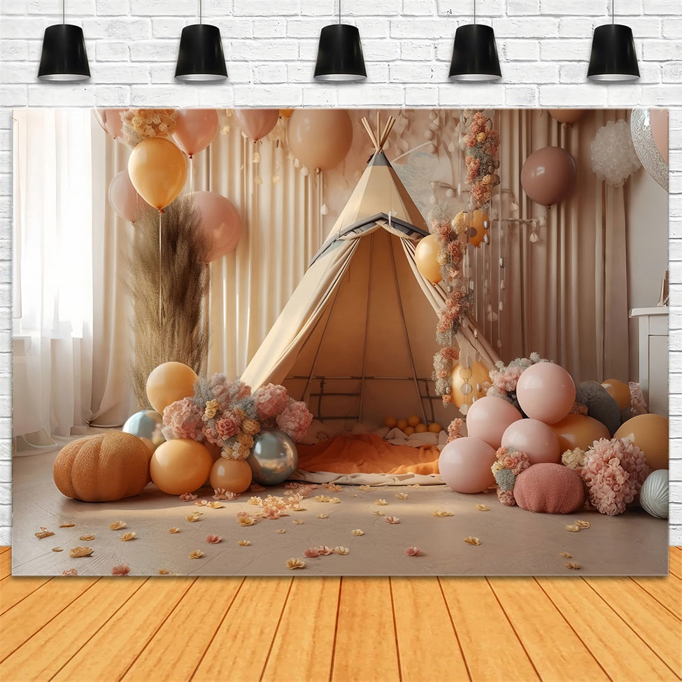 Bohemian Party Backdrops Balloon Floral Teepee Backdrop UK BRP10-599