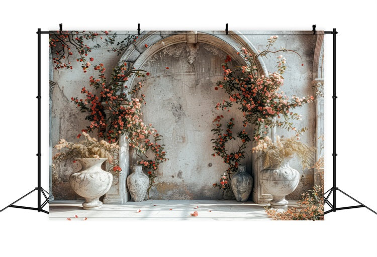 Romantic Archway Red Blossoms Boho Backdrop UK BRP10-60