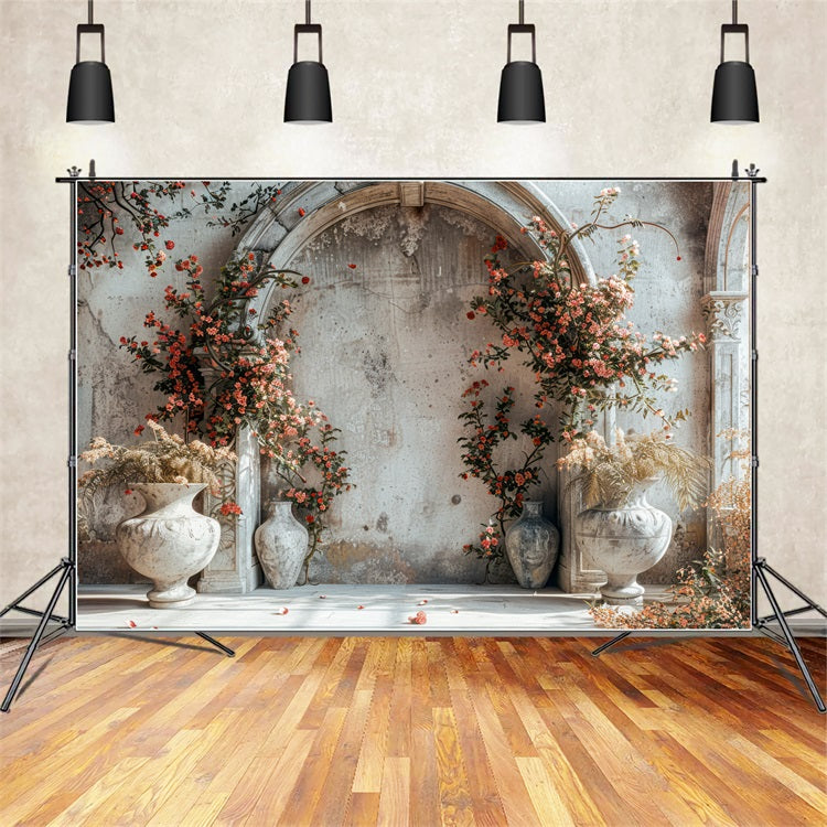 Romantic Archway Red Blossoms Boho Backdrop UK BRP10-60