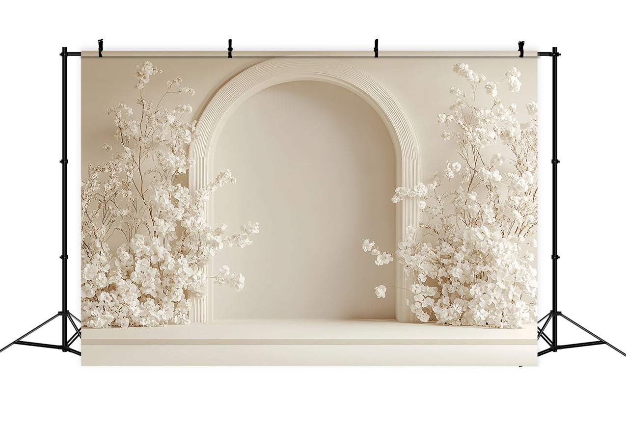 Simple Bohemian Backdrop White Blossoms Arched Backdrop UK BRP10-600