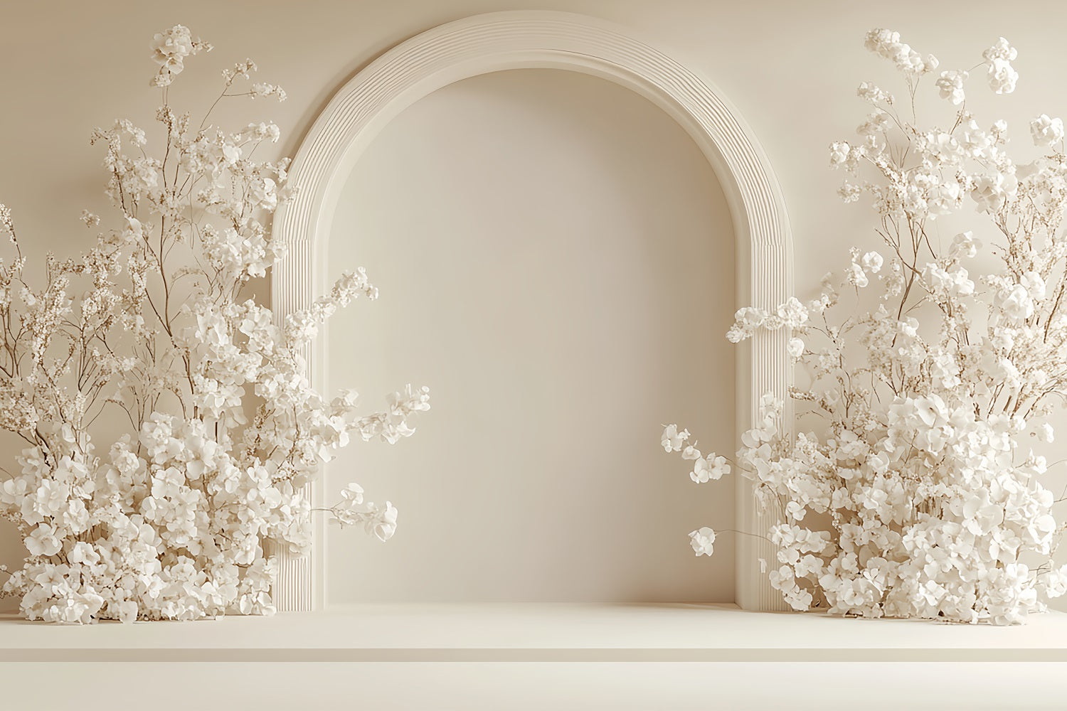 Simple Bohemian Backdrop White Blossoms Arched Backdrop UK BRP10-600